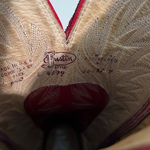 Justin Lizard Women Red cowboy boots 5.5 c women's - Picture 7 of 10